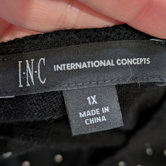 ✨3/$15 INC International Concepts Black Rhinestone Long Sleeve Sweater 1X - Picture 6 of 8